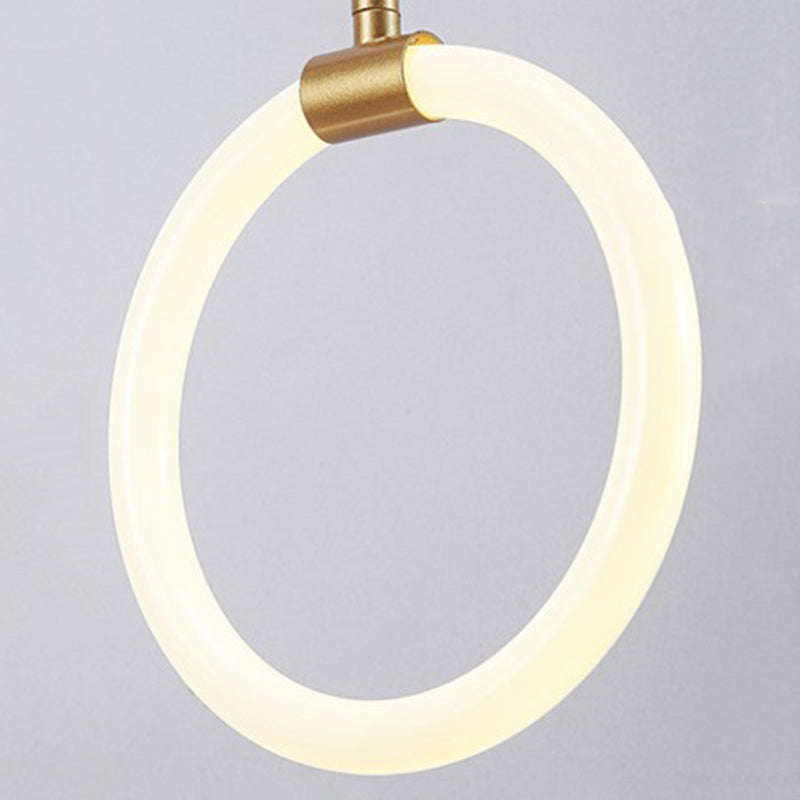 LED Halo Pendant Lamp Simplicity Metal Bedside LED Ceiling Suspension Light in Gold