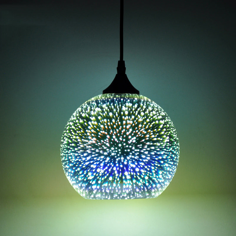 Chromé Géométrique Pendant Lightture Modern 1 Head 3D Glass Suspension Light for Dinner