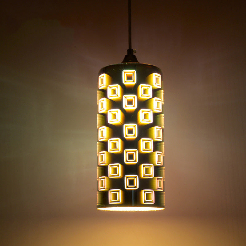 Chromé Géométrique Pendant Lightture Modern 1 Head 3D Glass Suspension Light for Dinner