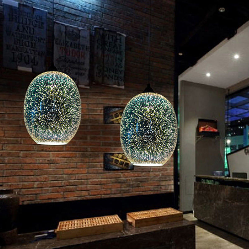 Chrome Geometric Pendant Light Fixture Modern 1 Head 3D Glass Suspension Light for Dinner