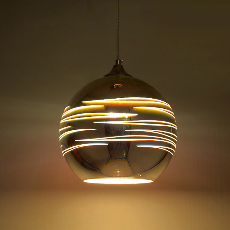 Chromé Géométrique Pendant Lightture Modern 1 Head 3D Glass Suspension Light for Dinner