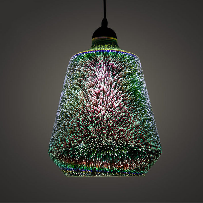 Chrome Geometric Pendant Light Fixture Modern 1 Head 3D Glass Suspension Light for Dinner