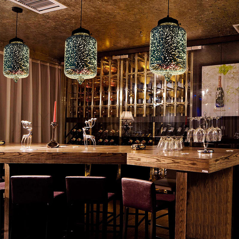 Chromé Géométrique Pendant Lightture Modern 1 Head 3D Glass Suspension Light for Dinner