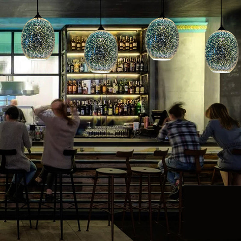 Chromé Géométrique Pendant Lightture Modern 1 Head 3D Glass Suspension Light for Dinner