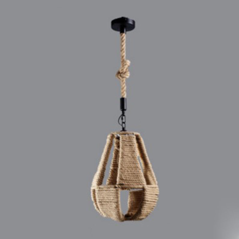 Beige schaduw hanglamp verlichting armatuur magazijnstijl touw 1-licht restaurantophanging licht
