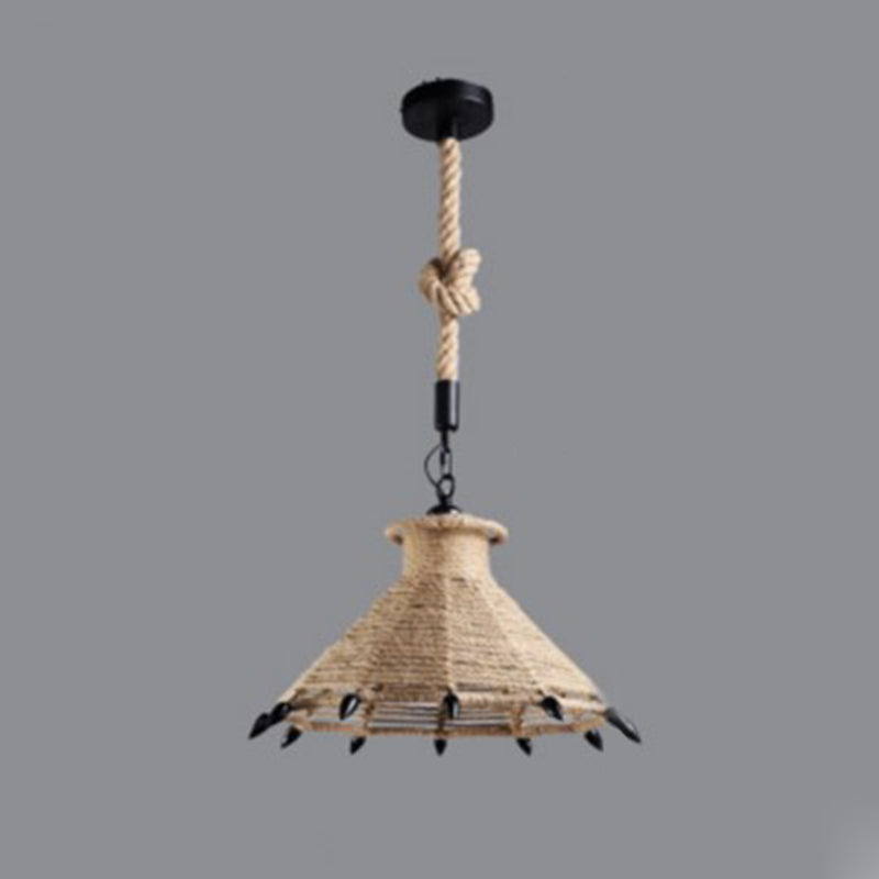 Beige schaduw hanglamp verlichting armatuur magazijnstijl touw 1-licht restaurantophanging licht