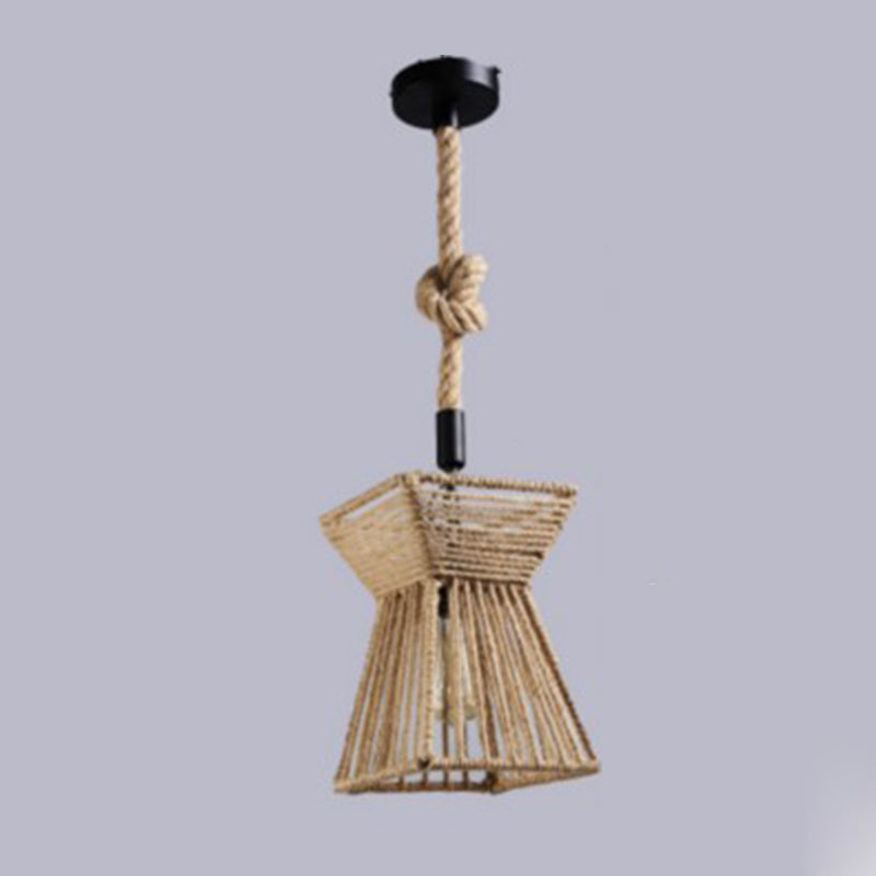 Beige schaduw hanglamp verlichting armatuur magazijnstijl touw 1-licht restaurantophanging licht