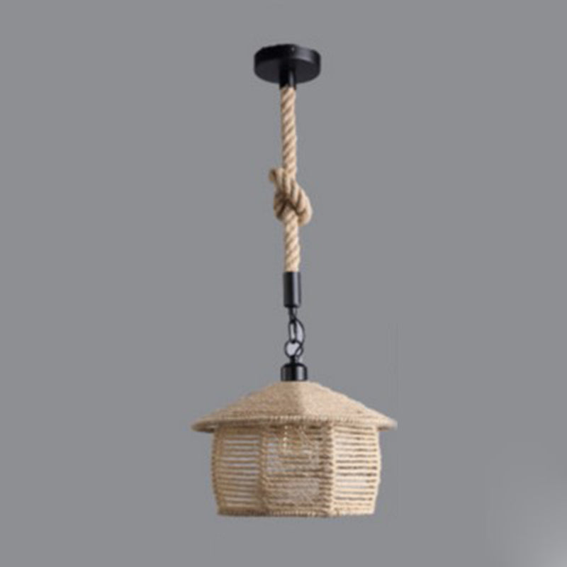 Beige schaduw hanglamp verlichting armatuur magazijnstijl touw 1-licht restaurantophanging licht