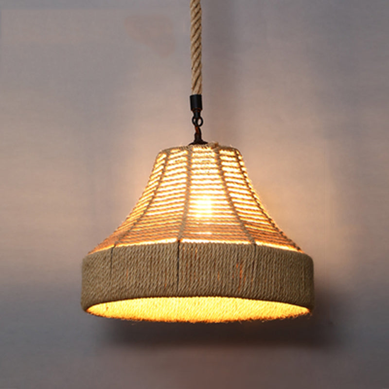 Beige schaduw hanglamp verlichting armatuur magazijnstijl touw 1-licht restaurantophanging licht