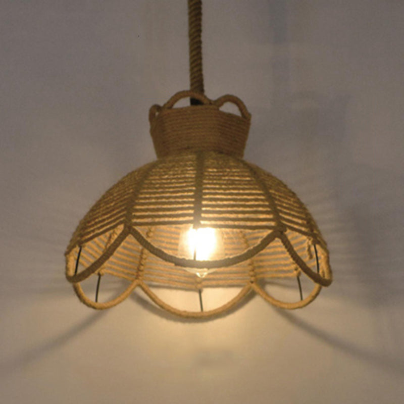 Beige schaduw hanglamp verlichting armatuur magazijnstijl touw 1-licht restaurantophanging licht