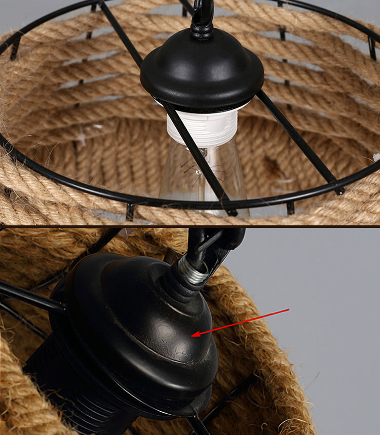 Beige schaduw hanglamp verlichting armatuur magazijnstijl touw 1-licht restaurantophanging licht