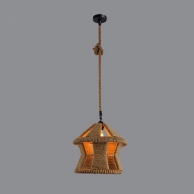 Beige schaduw hanglamp verlichting armatuur magazijnstijl touw 1-licht restaurantophanging licht