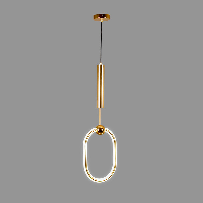 Wrought Iron Gold LED Pendant Light in Modern Luxury Style Acrylic Linear Hanging Lamp for Bedroom