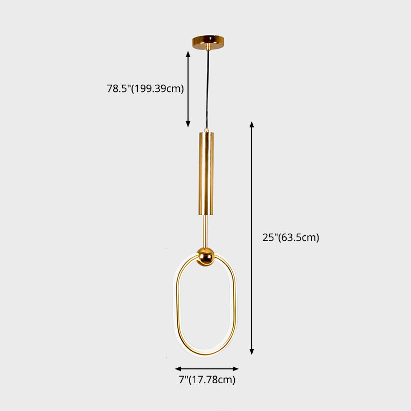 Wrought Iron Gold LED Pendant Light in Modern Luxury Style Acrylic Linear Hanging Lamp for Bedroom