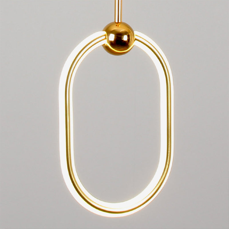 Wrought Iron Gold LED Pendant Light in Modern Luxury Style Acrylic Linear Hanging Lamp for Bedroom