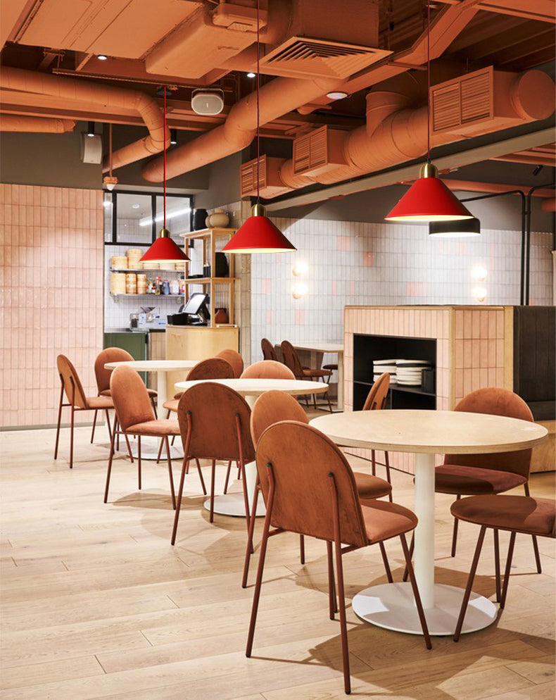 Metaalrode afwerking hanger lamp geometrisch 1 kop vintage hangend plafondlicht voor restaurant