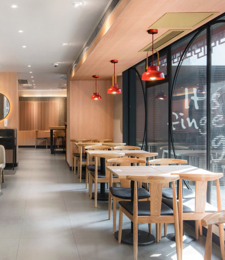 Metaalrode afwerking hanger lamp geometrisch 1 kop vintage hangend plafondlicht voor restaurant