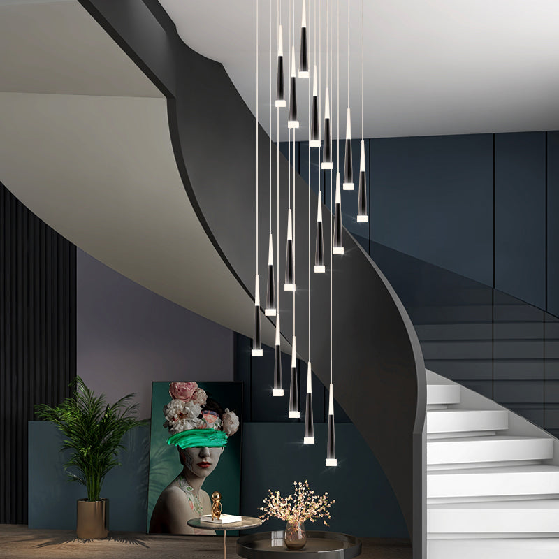 Spiral Hanging Light Fixtures Modern Simple Acrylic Ceiling Pendant for Stairwell