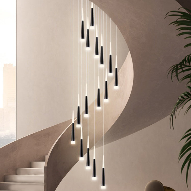 Spiral Hanging Light Fixtures Modern Simple Acrylic Ceiling Pendant for Stairwell