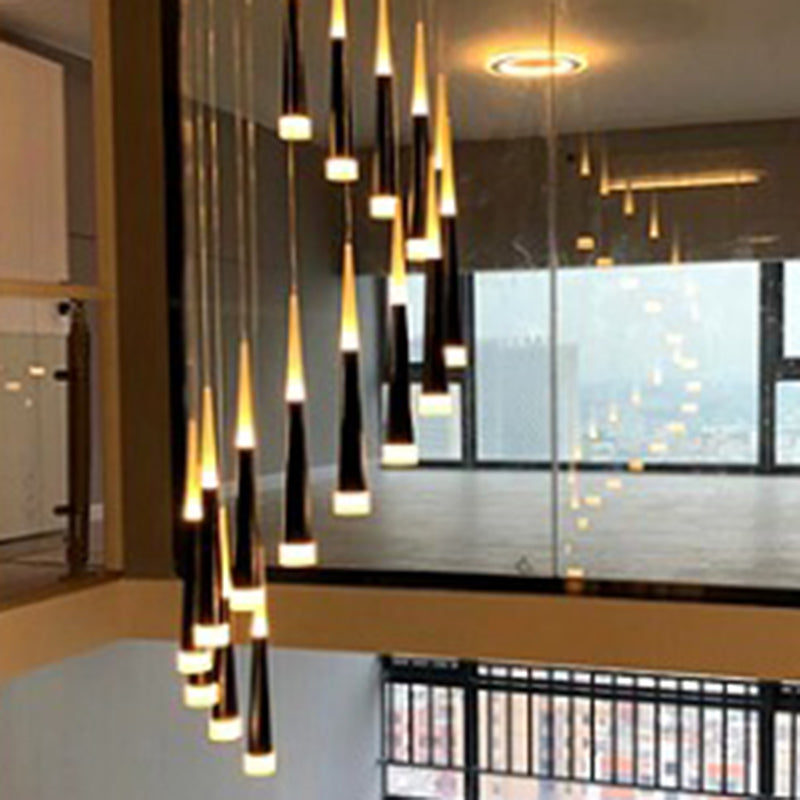 Spiral Hanging Light Fixtures Modern Simple Acrylic Ceiling Pendant for Stairwell