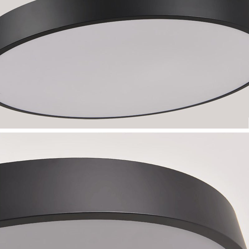 Adjustable Height Round Suspension Lamp Modern Metal Office LED Pendant Light in Black