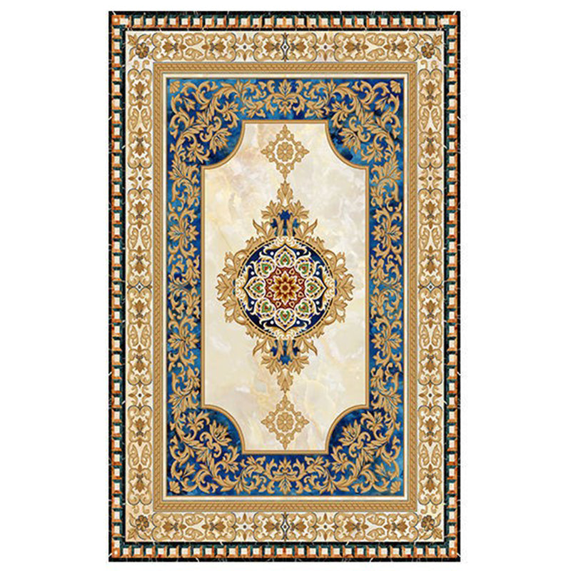 Mehrfarbiger Heimdekorationsteppich, luxuriöser europäischer Teppich mit Blumenmuster, Polyester mit rutschfester Rückseite