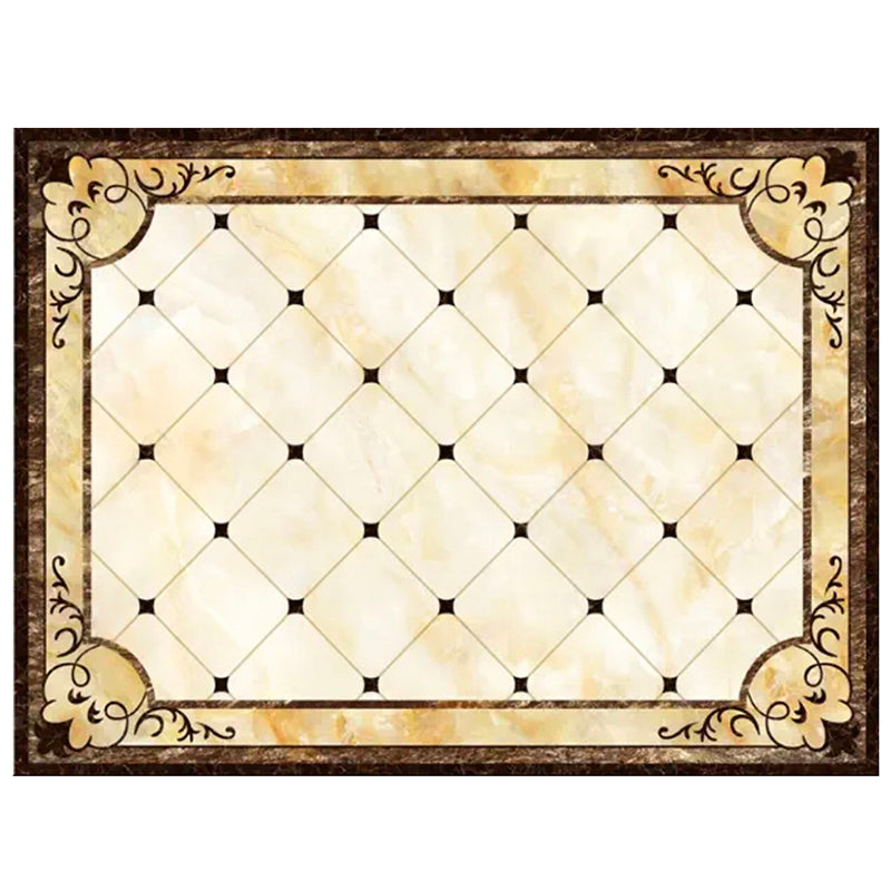 Yellow Tone Luxury Area Rug Polyester Marbling Print Rug Non-Slip Backing Indoor Rug for Living Room