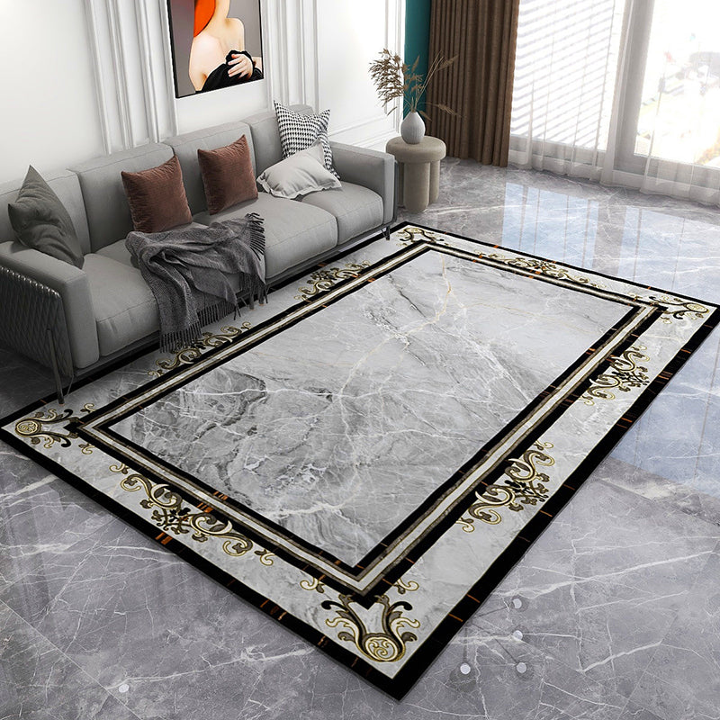 Solid Color Modern Area Carpet Polyester European Print Indoor Rug Easy Care Carpet for Living Room