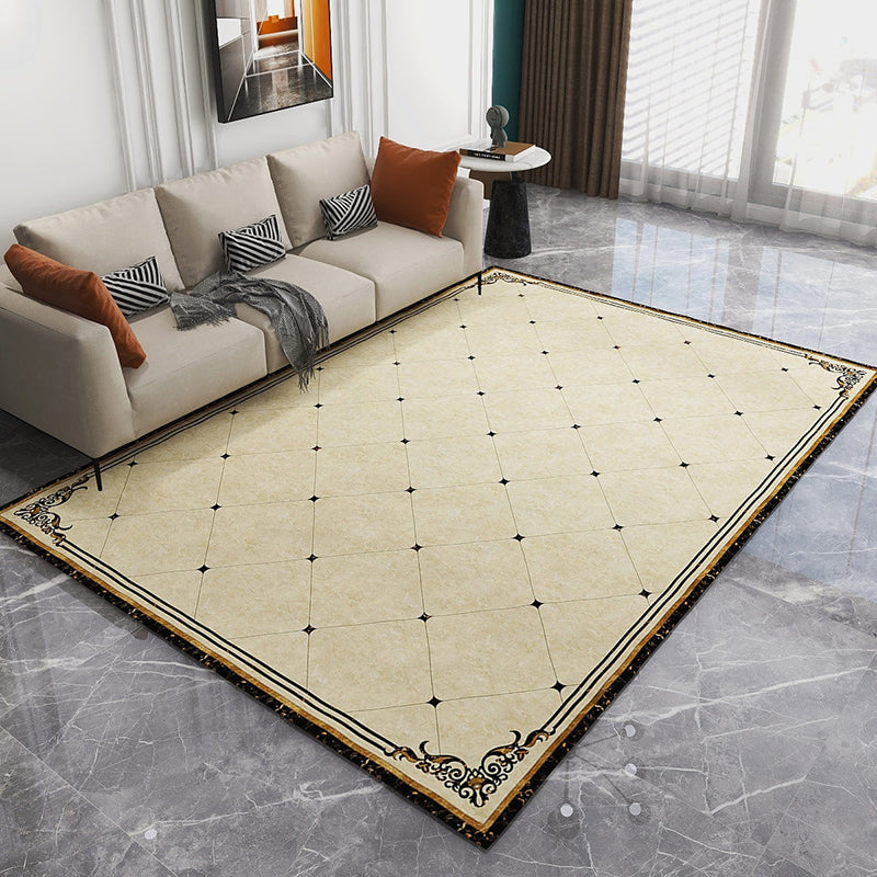 Solid Color Modern Area Carpet Polyester European Print Indoor Rug Easy Care Carpet for Living Room