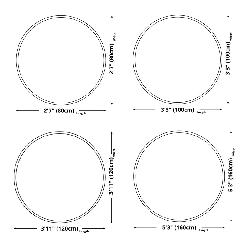 Round White Color Ink Effect Rug Polyester Oriental Carpet Non-Slip Backing Indoor Rug for Living Room