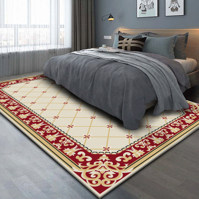 Modern European Pattern Rug Apricot Tone Polyester Carpet Stain Resistant Indoor Rug for Home Decor
