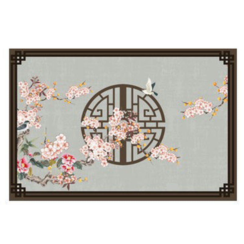 Tapis chinois élégant de couleur claire, imprimé de branches en Polyester, tapis d'intérieur résistant aux taches pour la décoration de la maison