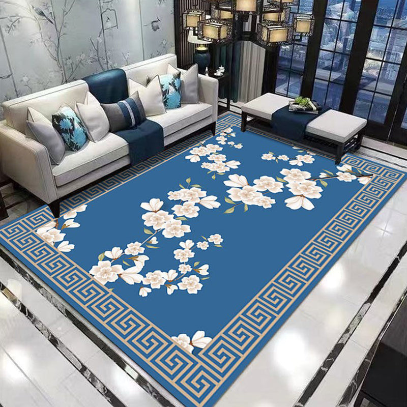 Tapis chinois élégant de couleur claire, imprimé de branches en Polyester, tapis d'intérieur résistant aux taches pour la décoration de la maison