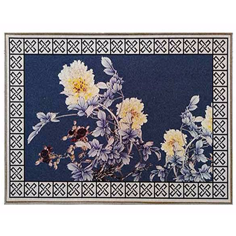 Multicolor Chinoiserie Area Carpet Polyester Ink Effect Indoor Rug Anti-Slip Backing Carpet for Living Room