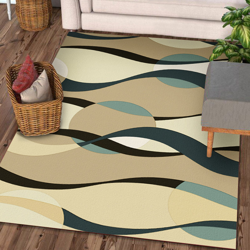 Trendy Asymmetric Geometry Design Rug Simple Contemporary Area Rug Polyester Non-Slip Backing Carpet for Living Room