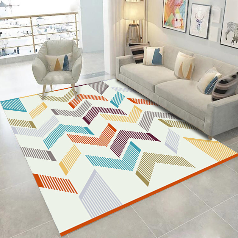Mehrfarbiger, stilvoller Teppich für den Innenbereich, frisches geometrisches Design, Bereichsteppich, Polyester, schmutzabweisender Teppich für Heimdekoration