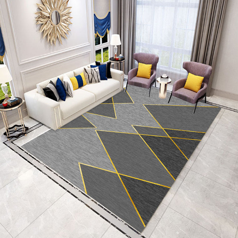 Stylish Triangle Pattern Area Rug Simple Contemporary Polyester Carpet Rectangle Stain Resistant Carpet for Living Room