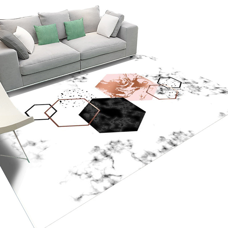 Trendy Marble Surface Print Rug Contemporary Creative Area Rug Polyester Friendly Washable Carpet for Home Decoration