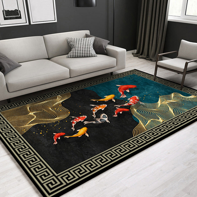 Tapis d'intérieur Shabby Chic de couleur foncée, en Polyester, imprimé Ginkgo Biloba, avec envers antidérapant, pour salon