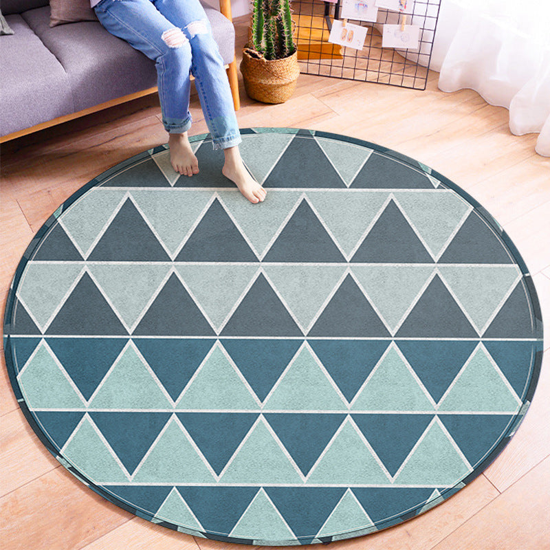 Multi-colour moderne ronde tapijt trendy geometrie patroon gebied tapijt polyester polyester gemakkelijke verzorging niet-slip achterste tapijt voor woningdecoratie