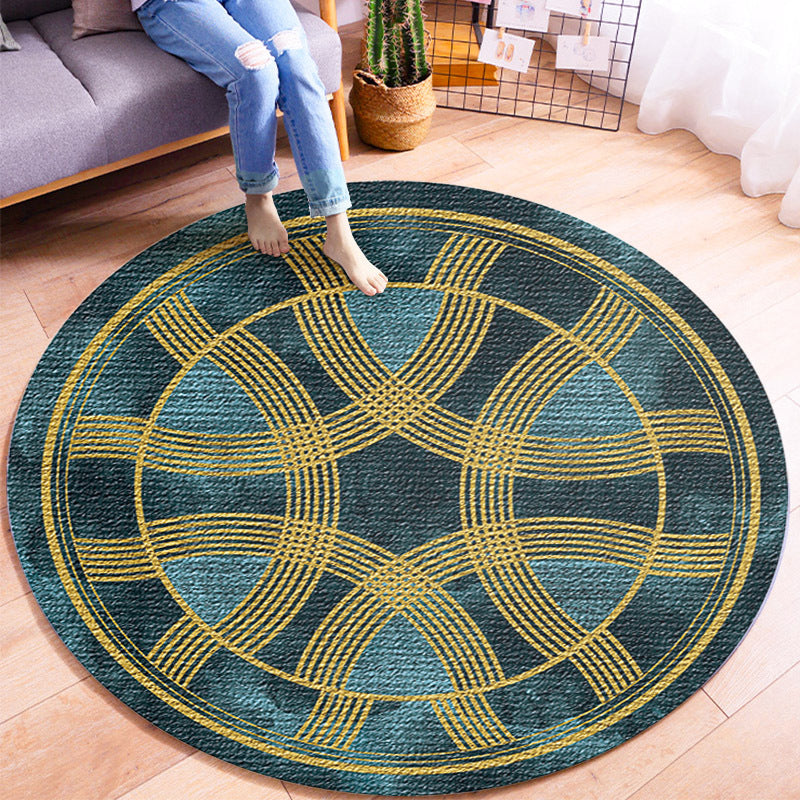 Multi-colour moderne ronde tapijt trendy geometrie patroon gebied tapijt polyester polyester gemakkelijke verzorging niet-slip achterste tapijt voor woningdecoratie