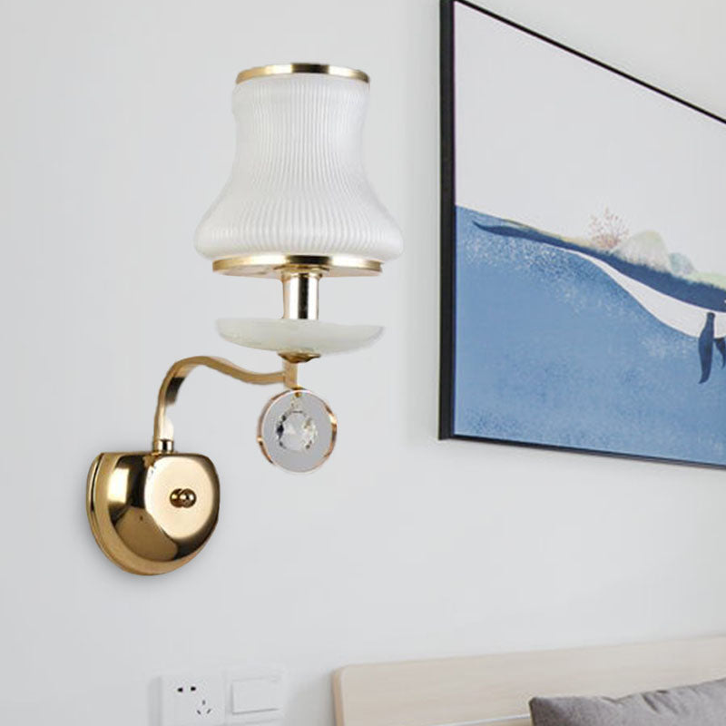 Lámpara de pared de campana de vidrio blanco vintage 1/2 cabezas de sala de estar LED LIGE LIGHTIVE con acento de cristal