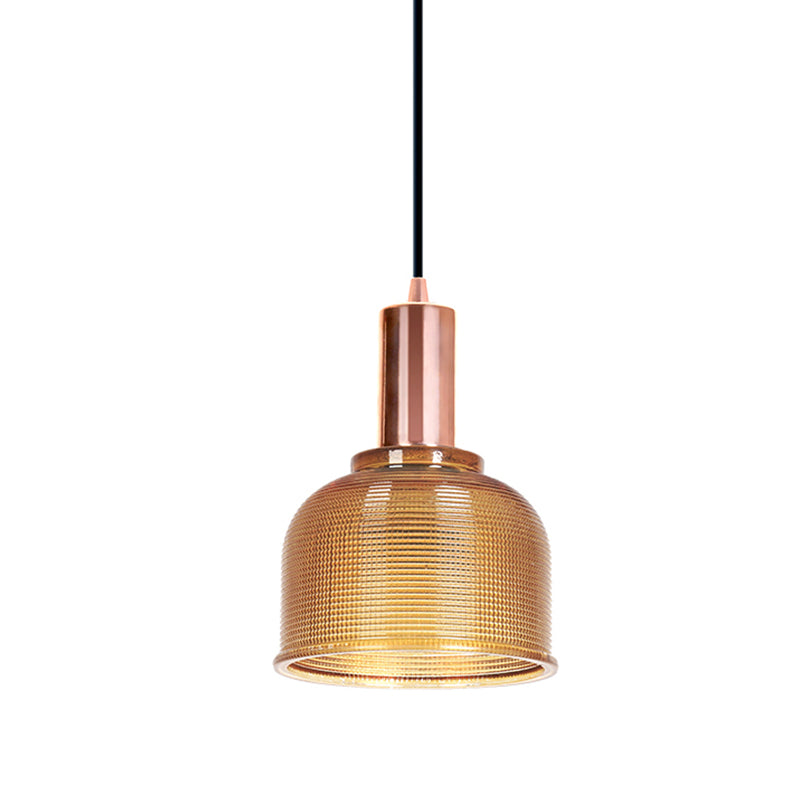 Dôme suspendu modernisme ambre / verre transparent 1 ampoule salon pendant éclairage