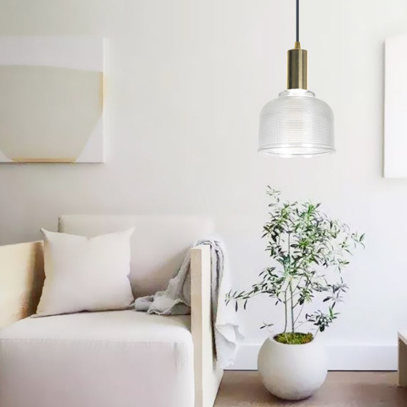 Dôme suspendu modernisme ambre / verre transparent 1 ampoule salon pendant éclairage
