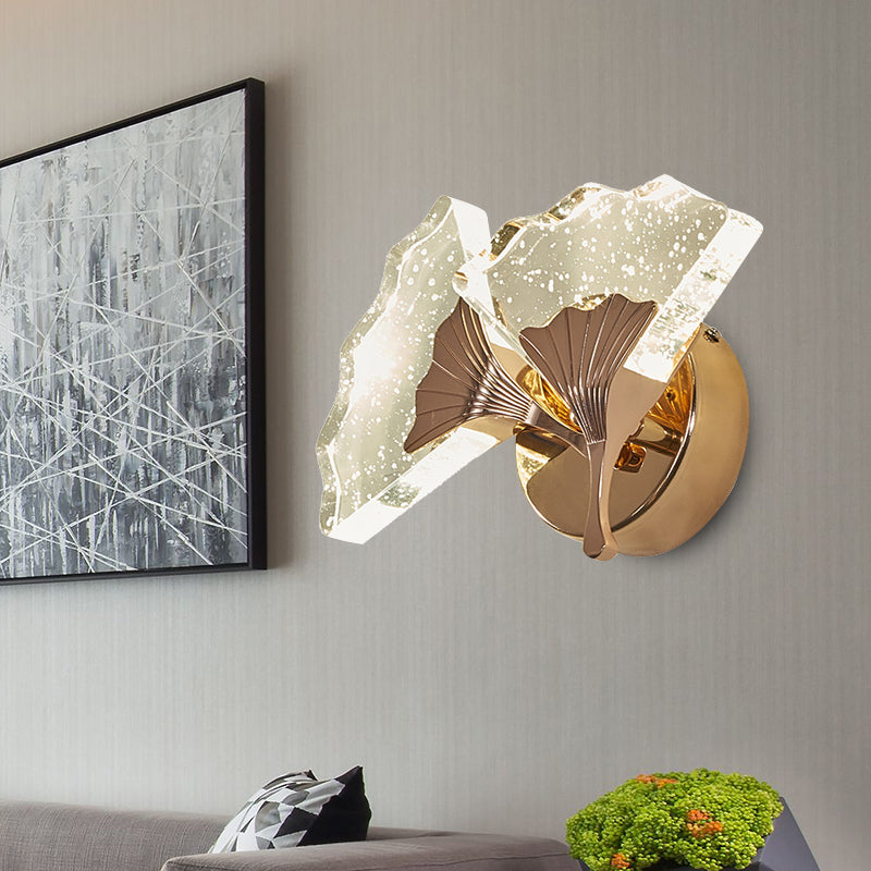 Ginkgo Bedroom Wall Sconce Light Vintage Bubble Crystal 1/2 Heads Gold LED Wall Lighting in Warm/White Light