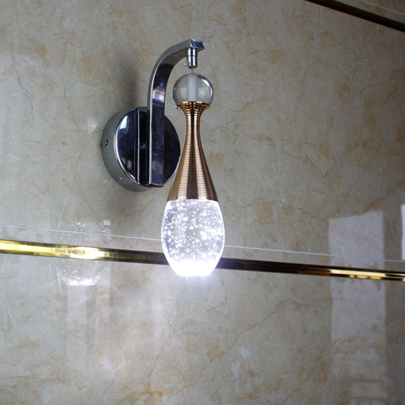 Luce di funce a parete a led cromata tradizionalismo bolla di cristallo lampada da parete a parete in luce calda/bianca