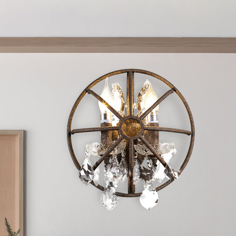 Tradicionalismo Vela de vela Ligera de lámpara 2 cabezas Iluminación de pared LED de metal con acento de cristal en óxido