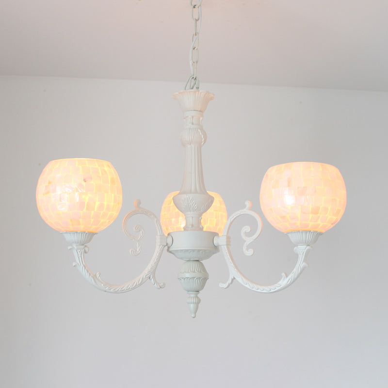 Shell White lampadario illuminazione Aiugio Curving braccio 3/5/8 luci in stile tiffany appeso la luce