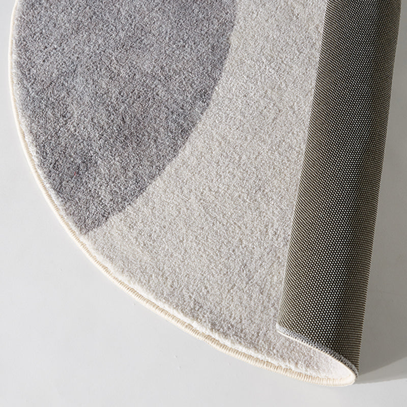 Round Grey Tone Shabby Chic Rug Polyester Carpet Ink Landscape Print Indoor Rug Non-Slip Backing for Living Room