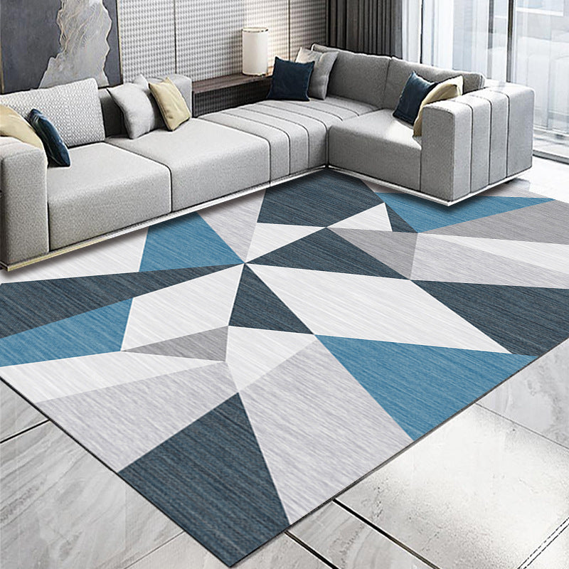 Funky Geometry Design Area Rug Contemporary Comfort Rectangle Rug Polyester Easy Care Anti-Slip Backing Rug for Living Room